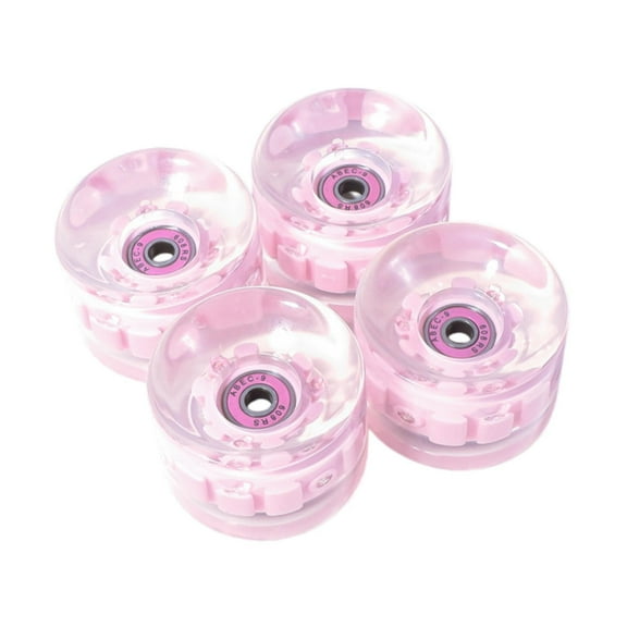 figatia 4 Pieces Skateboard Wheels Light up Smooth with Bearings Repair Parts High Elastic PU 65mm 78A Replacement LED Cruiser Wheels Pink