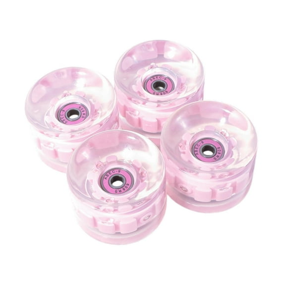 figatia 4 Pieces Skateboard Wheels Light up Smooth with Bearings Repair Parts High Elastic PU 65mm 78A Replacement LED Cruiser Wheels Pink
