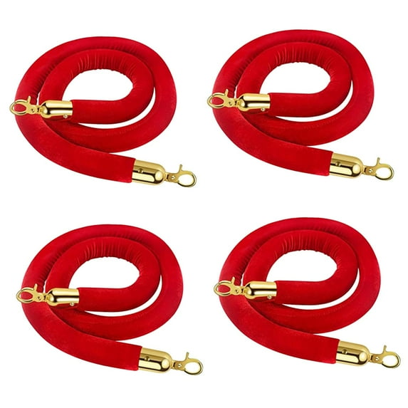 figatia 4 Pieces Velvet Stanchion Rope Accessory 150cm/59inch for Food Service Lines Red