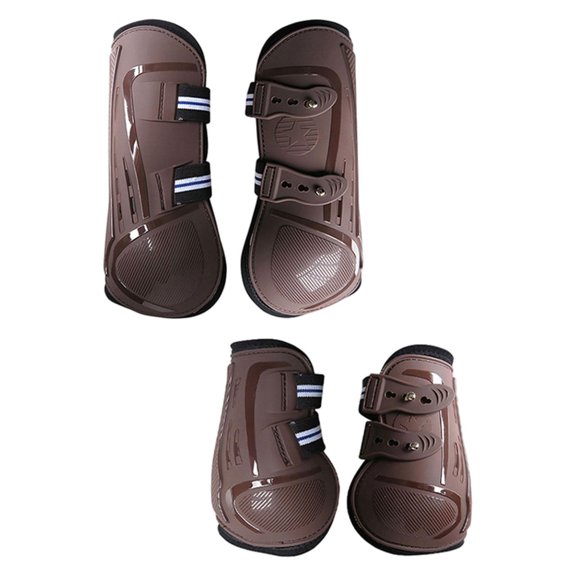 figatia 4x Horse Boots Leg Protective Support Tendon Protector Comfortable Leg Wraps Guard for Training Riding Equestrian Accessories brown XL