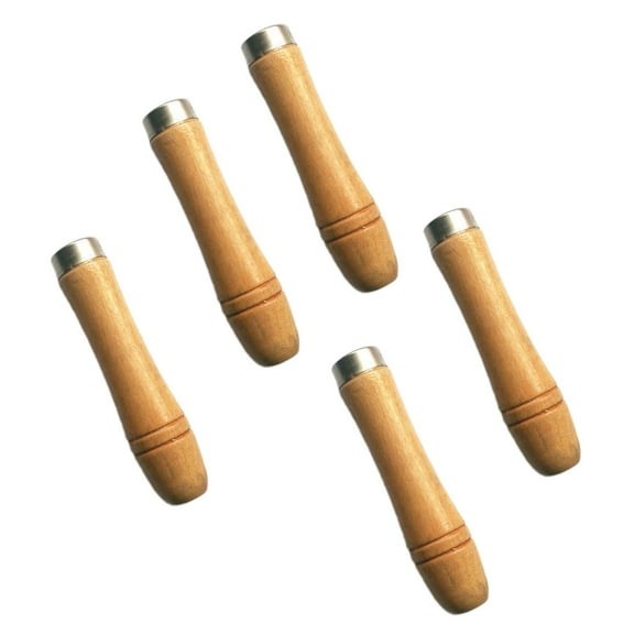 figatia 5 Pieces Wooden File Handle File Cutting Tool with Metal Strong Screwdriver Handles Craft Replacement Parts Small