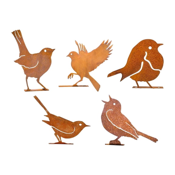 figatia 5Pcs Rusted Birds Decorations Metal Bird Silhouette Holiday s Fence Topper Decor Garden Ornaments for Courtyard Patio B