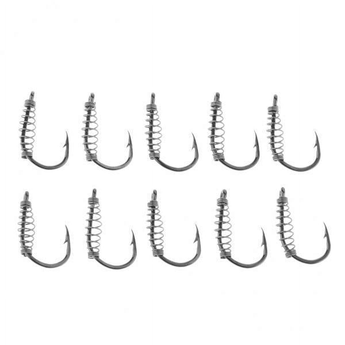 figatia 5x10pcs Spring Barbed Fishing Hooks with Hole Carp Jig Fishhook Hook Size 10