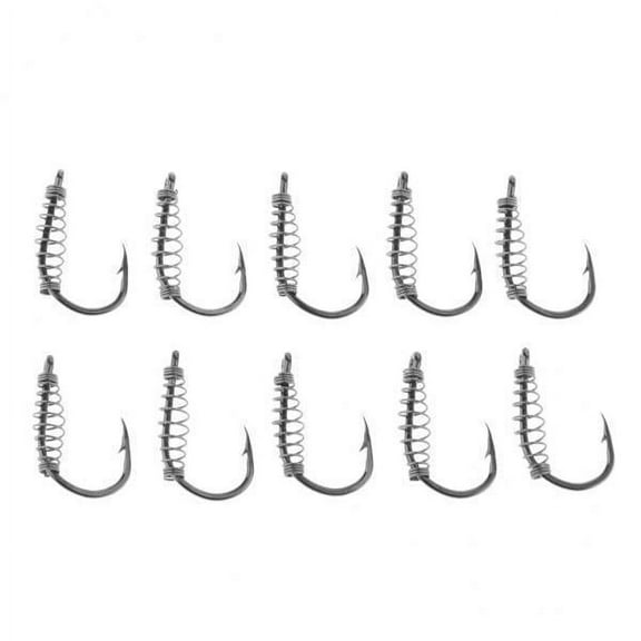 figatia 5x10pcs Spring Barbed Fishing Hooks with Hole Carp Jig Fishhook Hook Size 10