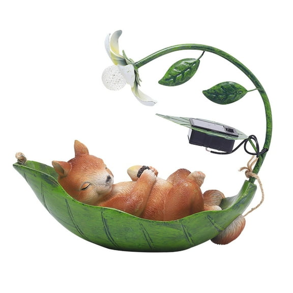 figatia Animal Hanging Solar Light Decorative Solar Light Statue Art Garden Decoration for Pathway Indoor Farmhouse Lawn Squirrel