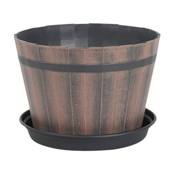figatia Bucket Barrel Garden Planter Versatile Barrel Planter for House Desktop 12inch
