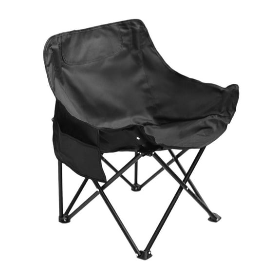 figatia Camping Chair Folding Chair Tear Resistant Ergonomic Design Moon Chair Portable Chair for Mountaineering Beach Adults Outdoor Black