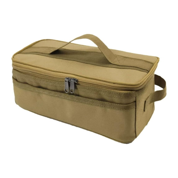 figatia Camping Cooker Storage Bag Picnic Utensils Organizer Large Capacity Portable Tool Bag Grill Carrying Bag for Picnic Traveling Khaki