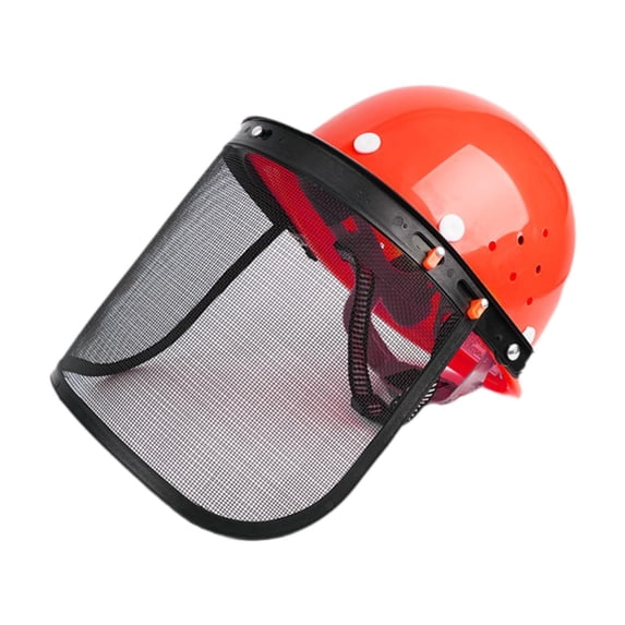 figatia Chain Saw Helmet Weeds Whacking Helmet Face Protective Cover Face Visor Hard Hat with Face for Industrial Tree Trimming Red Hat