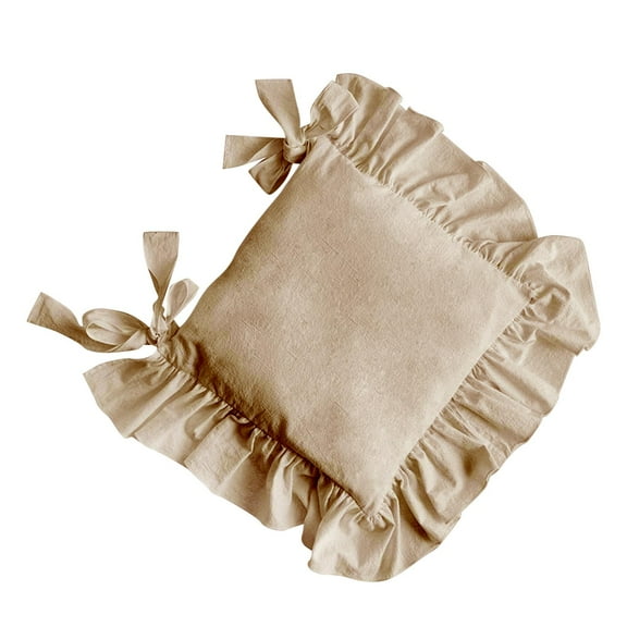 figatia Chair Cushion with Ties 40x40cm Cotton Filling Soft Comfortable Ruffles Seat Mat Seat Cushion for Farmhouse Home Wedding Decoration brown