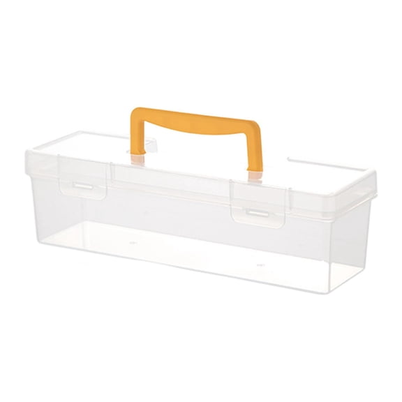 figatia Clear Tool Box Bin Carry on Household Dustproof Outdoor Storage Organizer Container Case for Fishing Tackle Hobby Repair Tool Yellow 30x9.3x9.3cm