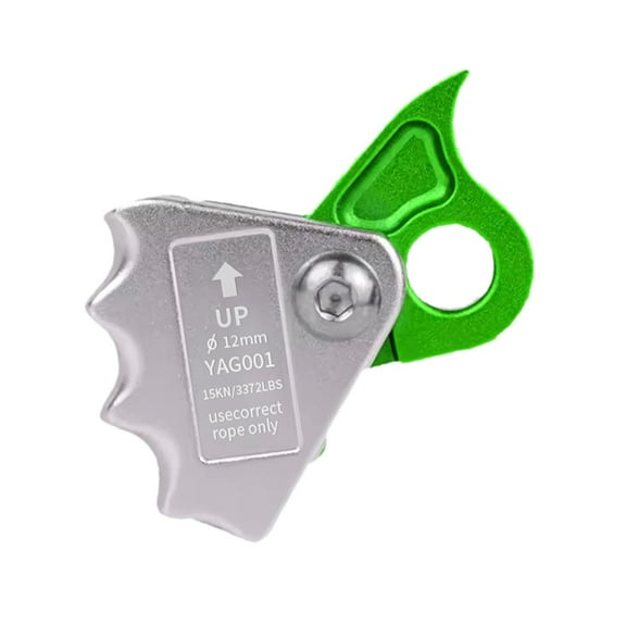 figatia Climbing Rope Grab Fall Arrester 15kN Rope Grabber Aluminum Alloy Ascender Equipment Climbing Stop Descender for Expedition Green