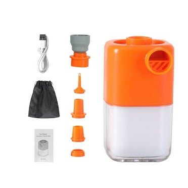 figatia Electric Air Pump for Inflatables Camping Light Practical Compact Adjustable Lights Mini Air Mattress Pump for Swimming Rings Orange White