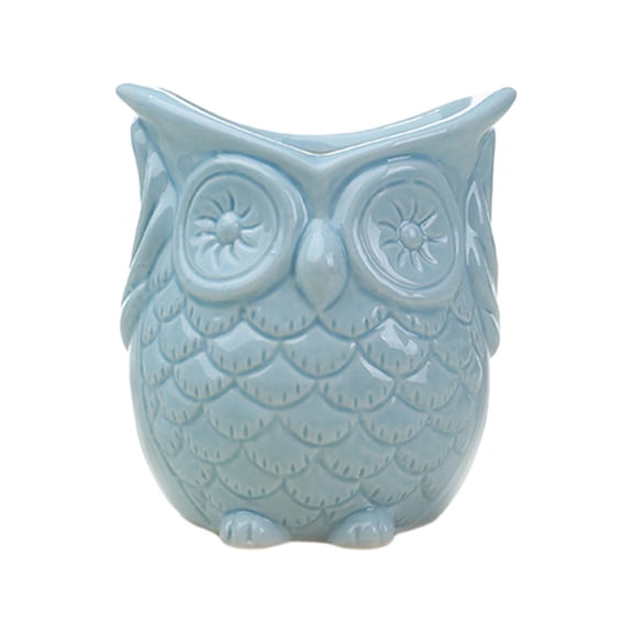 figatia Flowerpot Indoor Plant Pot Owl Shape Cute Japanese Planter Container for Indoor Decoration Office Home Balcony No listen Blue