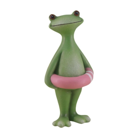 figatia Frog Statue Figurine Resin Animal Sculpture Figure Miniature Garden Statue Frog Figurine for Yard Indoor Outdoor Bedroom Home pink swim