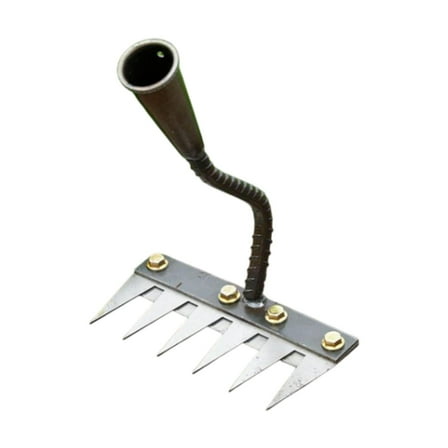 figatia Garden Rake Gardening Hand er Tool Steel Rust Resistant Remover Manual er Claw for Lawn Defoliating ing Loosening 6 Tines