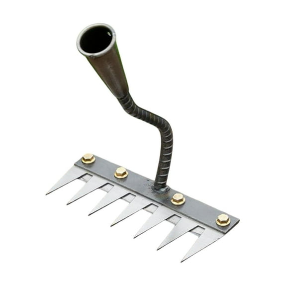 figatia Garden Rake Gardening Hand er Tool Steel Rust Resistant Remover Manual er Claw for Lawn Defoliating ing Loosening 7 Tines