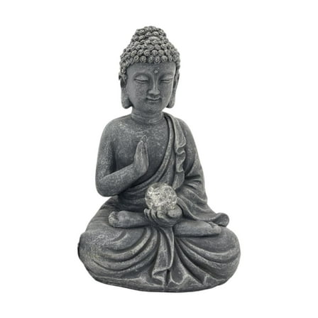 figatia Garden Solar Buddha Sculpture with Lamp Entrance Ornament for Courtyard Size S