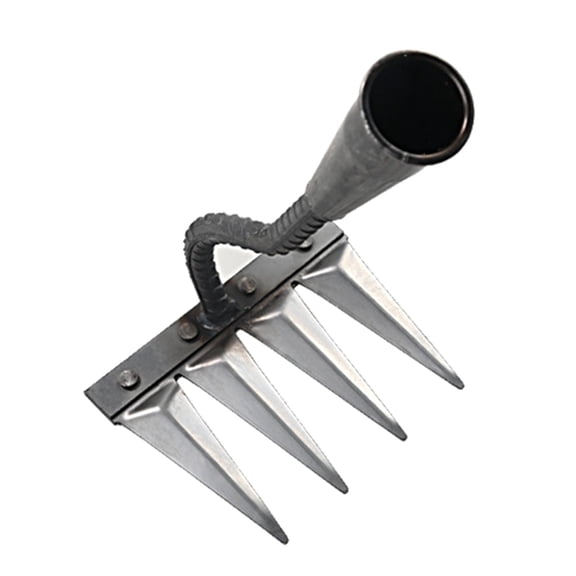 figatia Gardening Hand er Tool Garden Rake, Heavy Duty, Steel, Multipurpose Uprooting ing Tool Puller Tool for Farm Lawn 4 Tines
