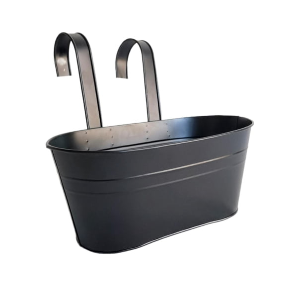 figatia Hanging Flower Pot Iron Bucket Planter Yard Patio Fence Railing Flower Holder Metal Detachable Hooks for Outside Nursery Deck