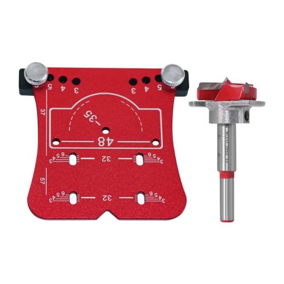 figatia Hinge Hole Opener Hinge Positioning Positioning Plate Professional Hinges Mounting Hardware Tool Flexible Hinge Template Red