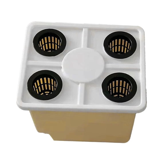 figatia Hydroponics System Bucket with Siphon Elbows Flower Pot Hydroponics Container Vegetables Growth Planter for Hotel Lightweight 4 Hole Lid