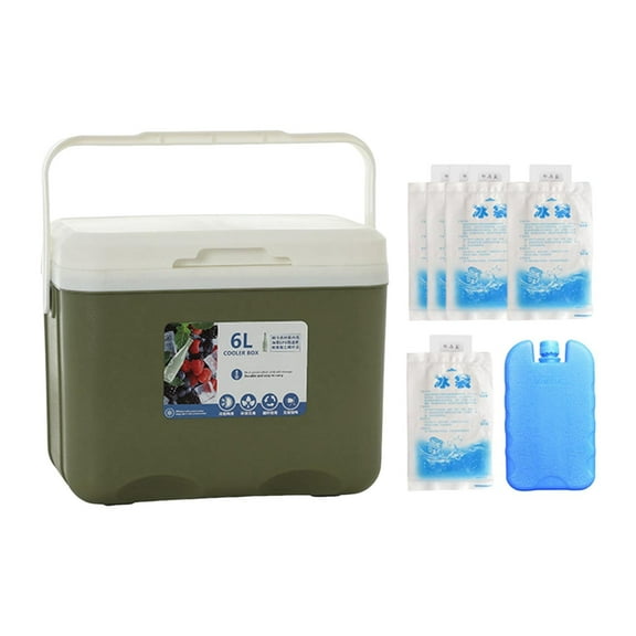 figatia Ice Chest Box, Camping , Personal for Freeze/Hot Food Cold Case with Ice Pack for Party Stall BBQ Commercial Picnic Green