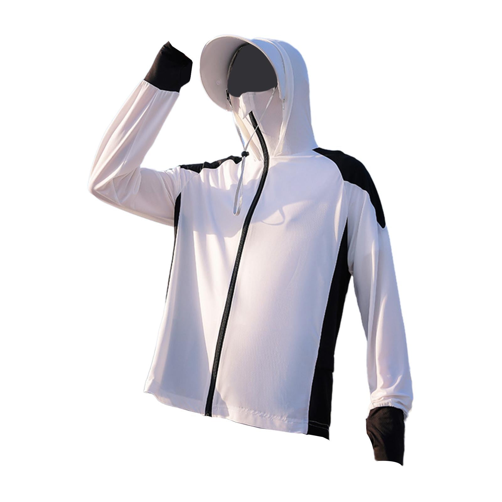 figatia Men's Hooded Sun Protection Shirt Full Zip Cooling Shirt