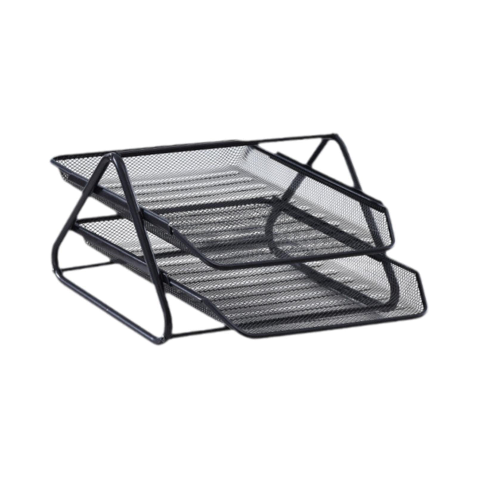 figatia Mesh Desk File Organizer Bookshelf files Storage Shelf with 2 ...