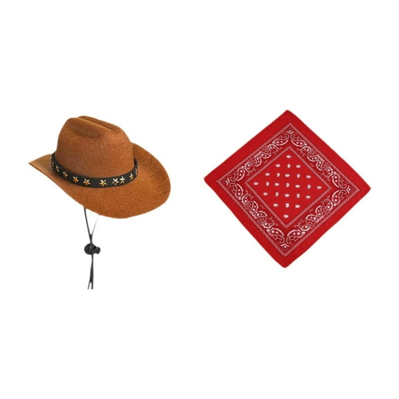 figatia Porch Goose Outfit Halloween Funny Clothes Cowboy Hat for Porch Garden Patio Red suit