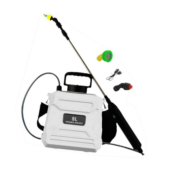 figatia Portable Electric Sprayer Single Shoulder Sprayer Wear Resistant Multipurpose Retractable Rod for Plant Watering 8L White