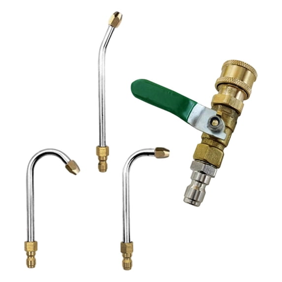figatia Power Washer Extension Wands 1/4' Quick Connect Fitting 3 Attachments Curved Rod for Cleaning for Lawn Car Cleaning Driveways