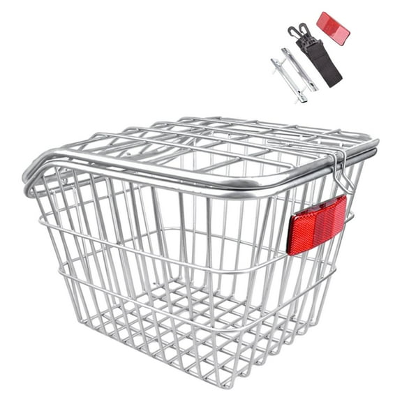 figatia Rear Bike Basket Rack Heavy Duty Portable Iron Wire Easy Install Basket for Riding Accessories With Lid