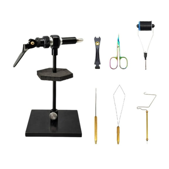 figatia Rotary Fly Tying Vise Tools Kit with Pedestal Base for Professionals Beginners Portable Sturdy 360 degree Rotation Universal Design