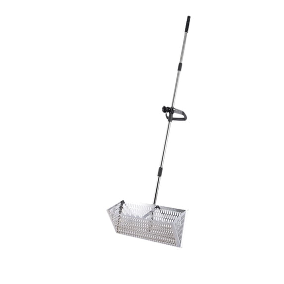 figatia Sand Rake Deep Spade, Versatile, Stainless Steel, Sifting ,Telescopic Handle Easy Cleanup Premium Scooper Wide Basket Sifter 304 Stainless Steel