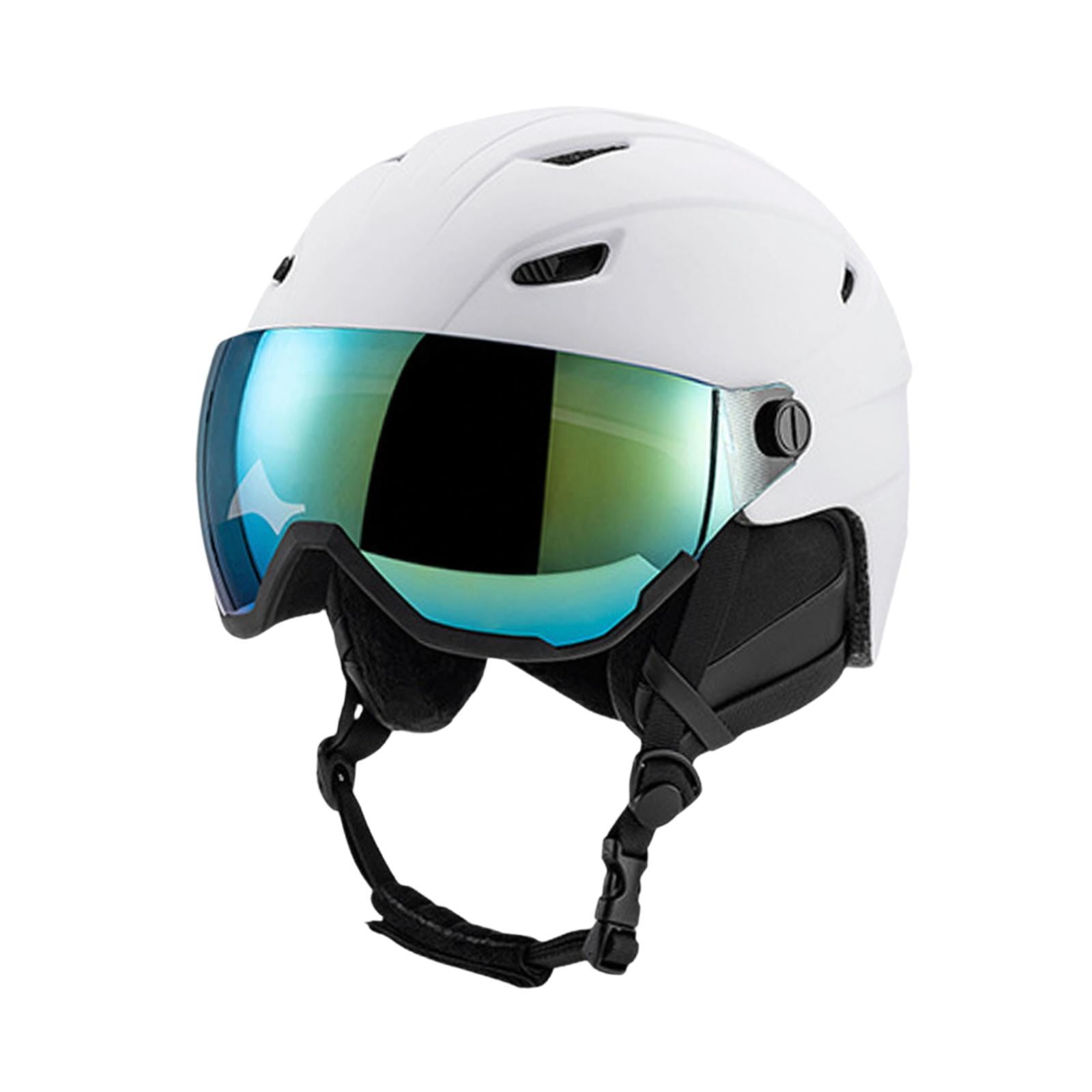 figatia Skiing Helmet Warm Protectived Glasses with Jaw Pad Snow Ski Helmet for Cold White 59 to 61cm