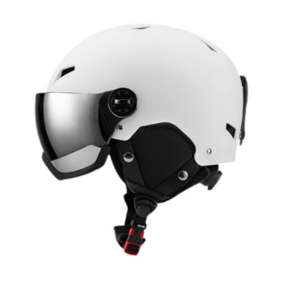 figatia Snowboard Helmet Ski Helmet with Goggles Headgear with Ski Goggles Ear Cover Warm Shockproof Windproof Snow Helmet Ski Helmet L White