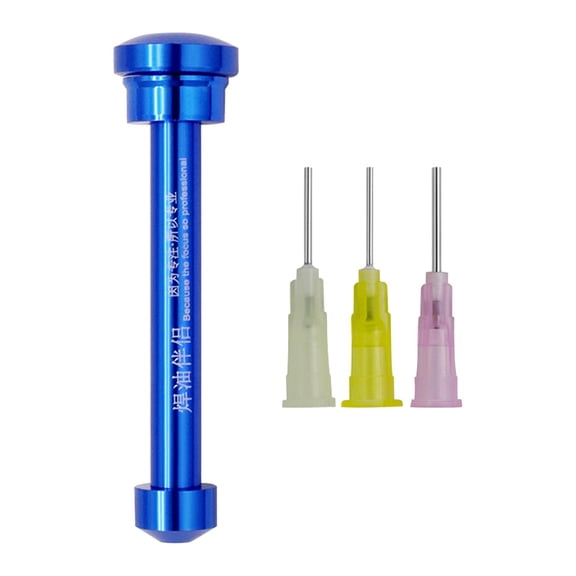 figatia Solder Booster Aluminum Alloy Push Rod Booster with 3 Tips Welding Glue Booster Welding Oil Pusher Manual Flux Dispenser Tool