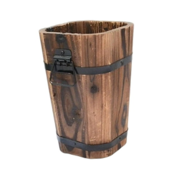 figatia Wooden Bucket Planter Flower Pot Multipurpose Rustic Plant Container for Windowsill Living Room Indoor/Outdoor S