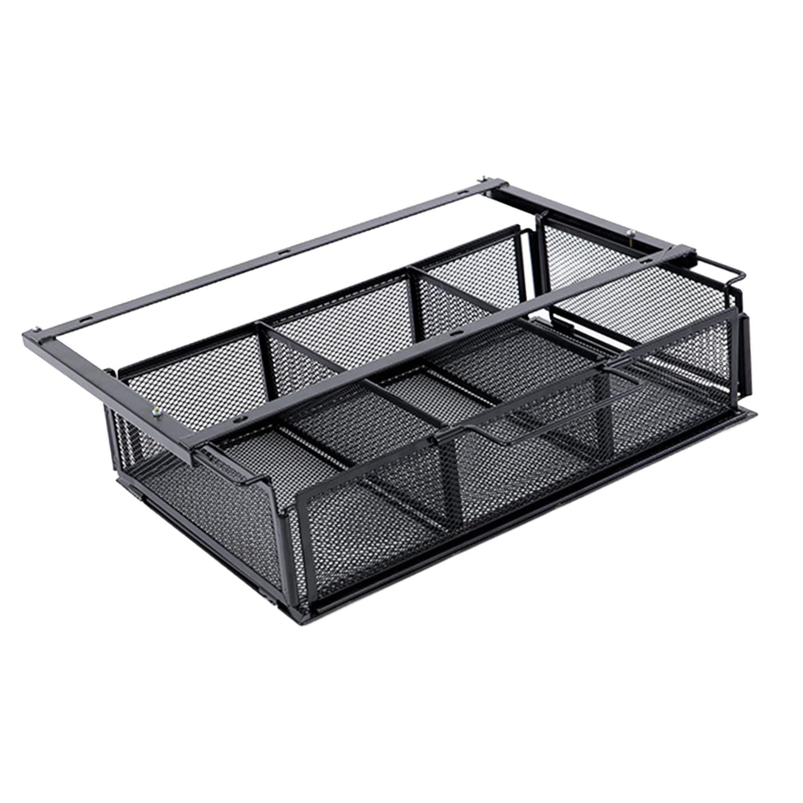 figatia under Desk Drawer Basket Hidden Desktop Organizer Black Invisible Tray Pull Out under Table Storage Shelf for Desktop Kitchen