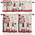 thumbnail image 1 of fihei Gnome Valentines Day Curtain Valance Love Heart Tree Rod Pocket Kitchen Tier Curtains Valance Set 3 Piece Couple Bird Valentiens Day Window Curtain Valance Tier Set 54 in x 24 in, 1 of 6