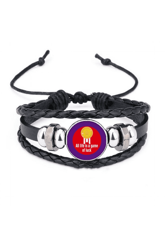 film words life game luck bracelet braided leather woven wristband