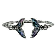 fimkaul Women's Bracelets Girls Abalone Tail Opening Adjustment Bangle Jewelry Decoration Fish Silver Bracelet Gifts