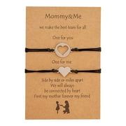 fimkaul Women's Bracelets Girls Back To School Gift Mother Daughter Set Mommy Me Heart Matching Wish Bracelet Gifts Silver