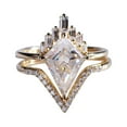 thumbnail image 1 of Fimkaul Women's Rings Simple Diamond-Shaped Zircon Two-Piece V-Shaped Full Diamond Trian-Gle Diamond Ring Gifts, 1 of 7