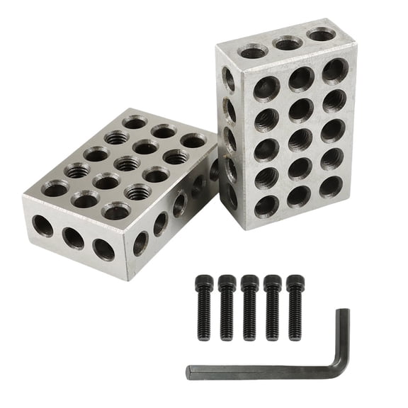 findmall 1-2-3 Blocks 0.0001 Ultra Precision 1-2-3 Blocks Set 23 Hole with Screws Hex Key Plastic Case