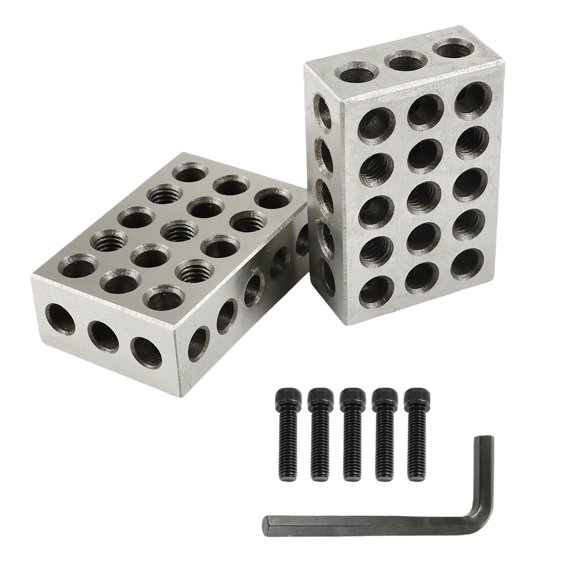 findmall 1-2-3 Blocks 0.0001 Ultra Precision 1-2-3 Blocks Set 23 Hole with Screws Hex Key Plastic Case