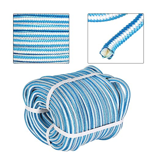 findmall 1/2 Inch 16 Braid Polyester Rope Pulling Ropes Arborist Rigging Rope 150 FT Blue White