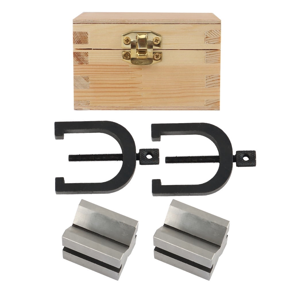 findmall 1-5/8" ×1-1/4" ×1-1/4" V-Block & Clamp Set 90 Degree Angle Hardened Steel New
