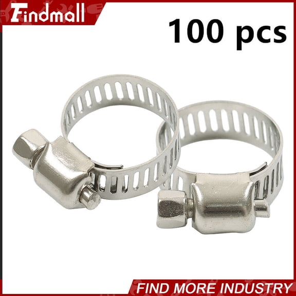 findmall 100 Pack 1/2"-3/4" Adjustable Drive Hose Clamp Fuel Line Worm Clip New